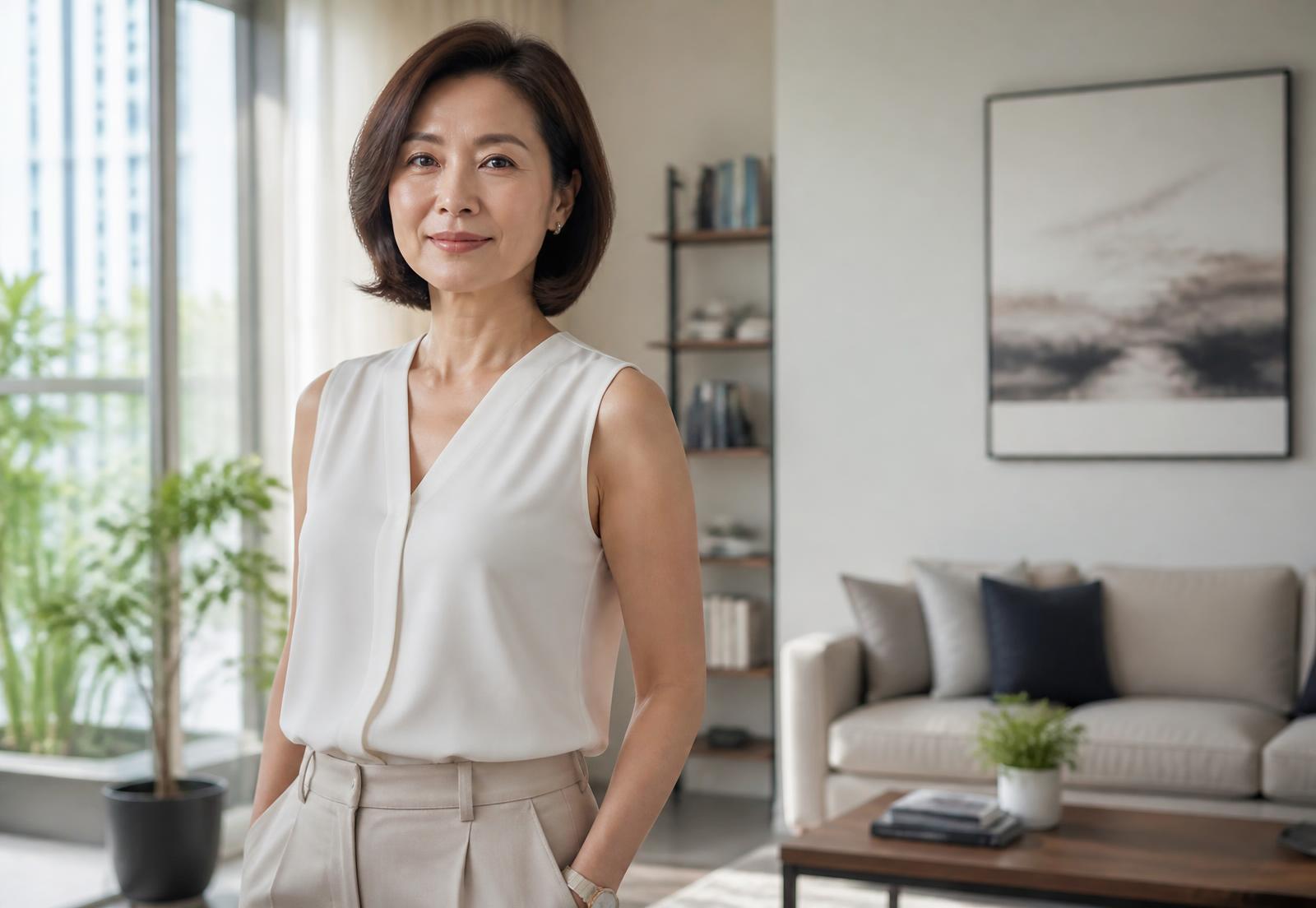 A Singaporean woman in her fifties at home